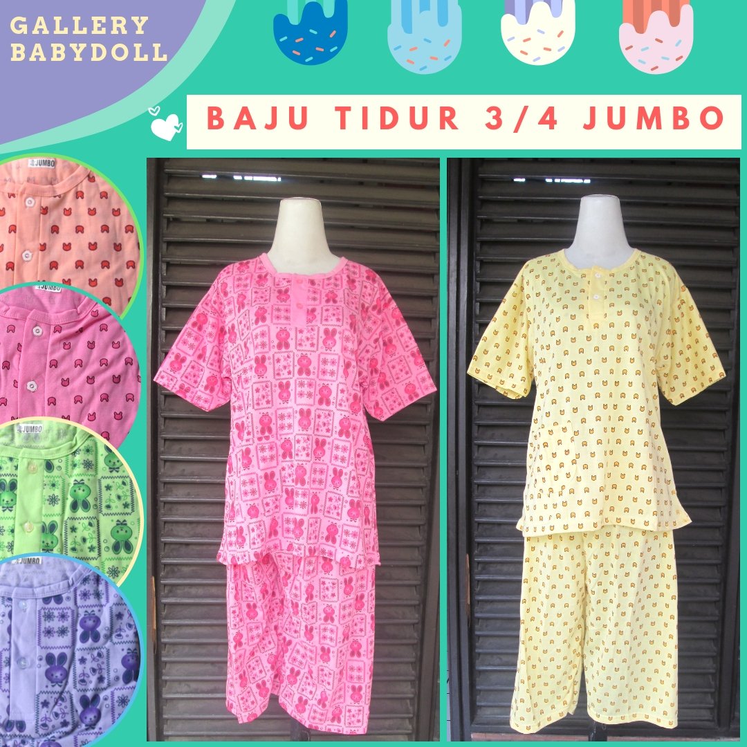 Distributor Baju Tidur Katun 3/4 Jumbo Murah di Bandung