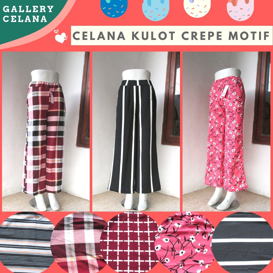 Supplier Celana Kulot Crepe Motif Dewasa Murah di Bandung