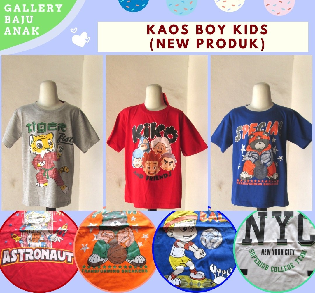 Supplier Kaos Boy Kids Karakter Anak Laki Laki Murah di Bandung Hanya 17RIBUAN