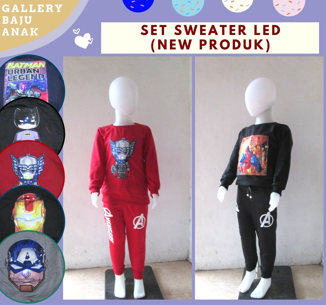 Pusat Grosir Setelan Sweater Hero LED Anak Laki Laki Murah di Bandung 39RIBUAN